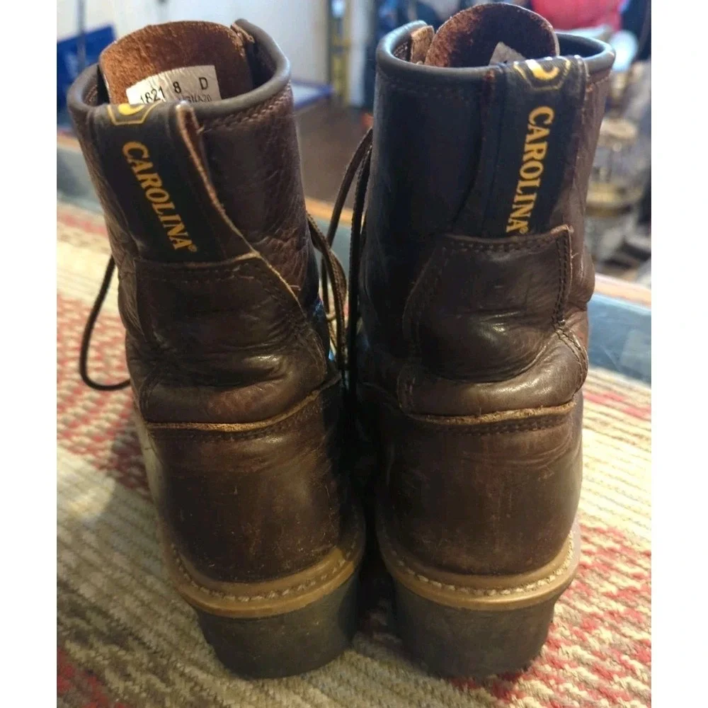 Carolina Work‎ Boots Mens 8 D Brown Waterproof Leather Hard Toe Lace-Up Vintage